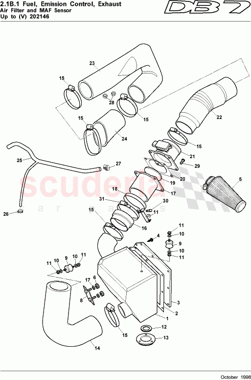 Air Filter and MAF Sensor (To VIN 202146) of Aston Martin Aston Martin DB7 (1997)