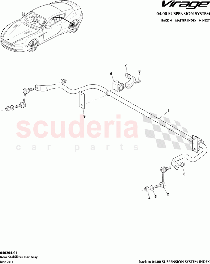 Rear Stabilizer Bar Assembly of Aston Martin Aston Martin Virage