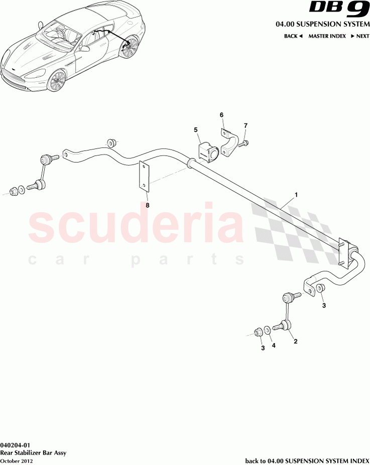 Rear Stabilizer Bar Assembly of Aston Martin Aston Martin DB9 (2013-2016)