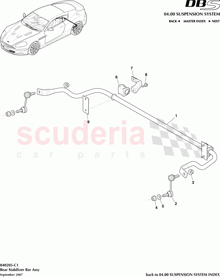 Rear Stabilizer Bar Assembly of Aston Martin Aston Martin DBS V12