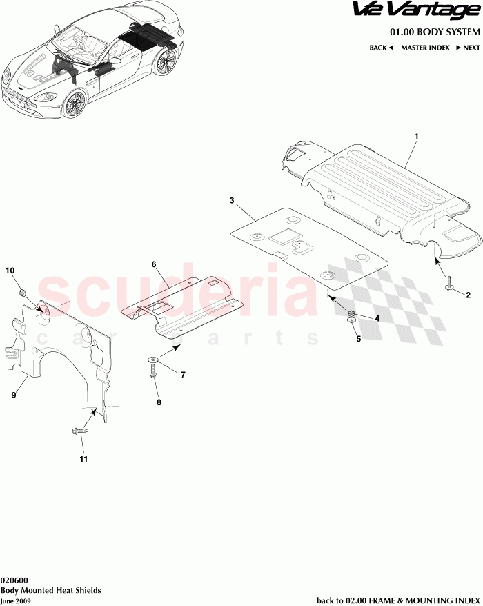 Body Mounted Heat Shields of Aston Martin Aston Martin V12 Vantage