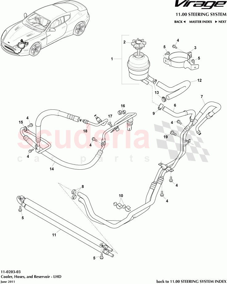 Cooler, Hoses, and Reservoir (LHD) of Aston Martin Aston Martin Virage