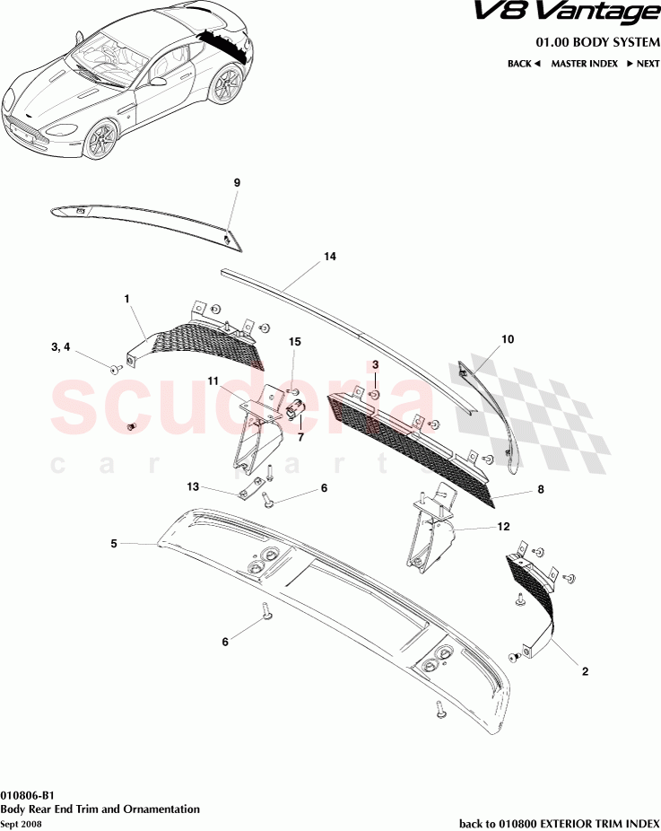 Body Rear End Trim and Ornamentation of Aston Martin Aston Martin V8 Vantage