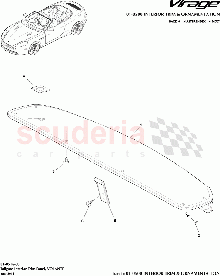 Tailgate Interior Trim Panel (Volante) of Aston Martin Aston Martin Virage