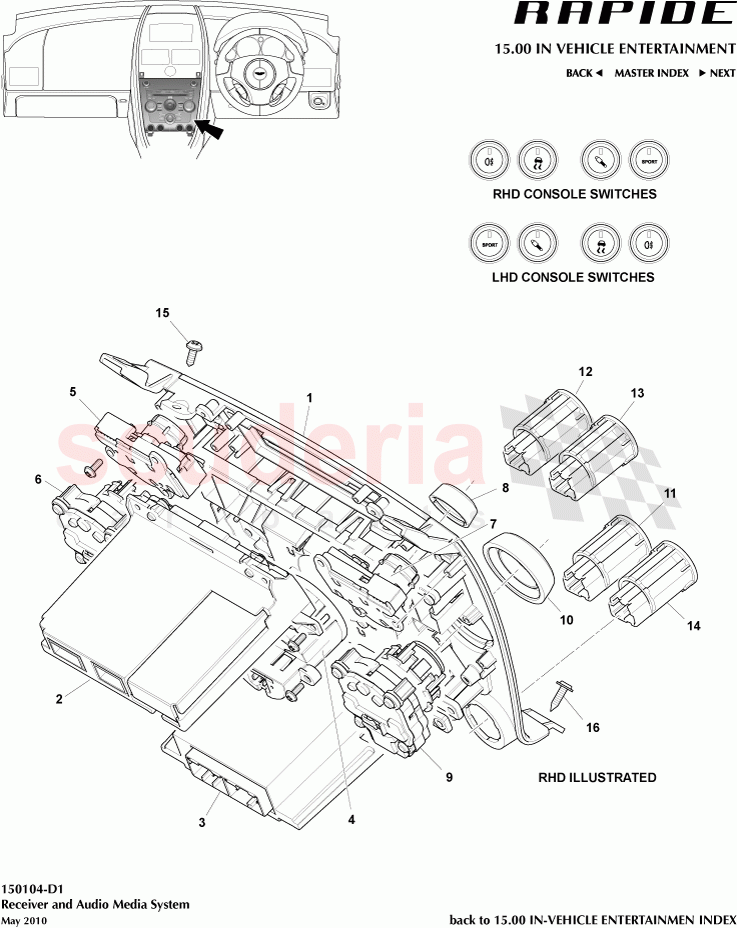 Receiver and Audio Media System of Aston Martin Aston Martin Rapide