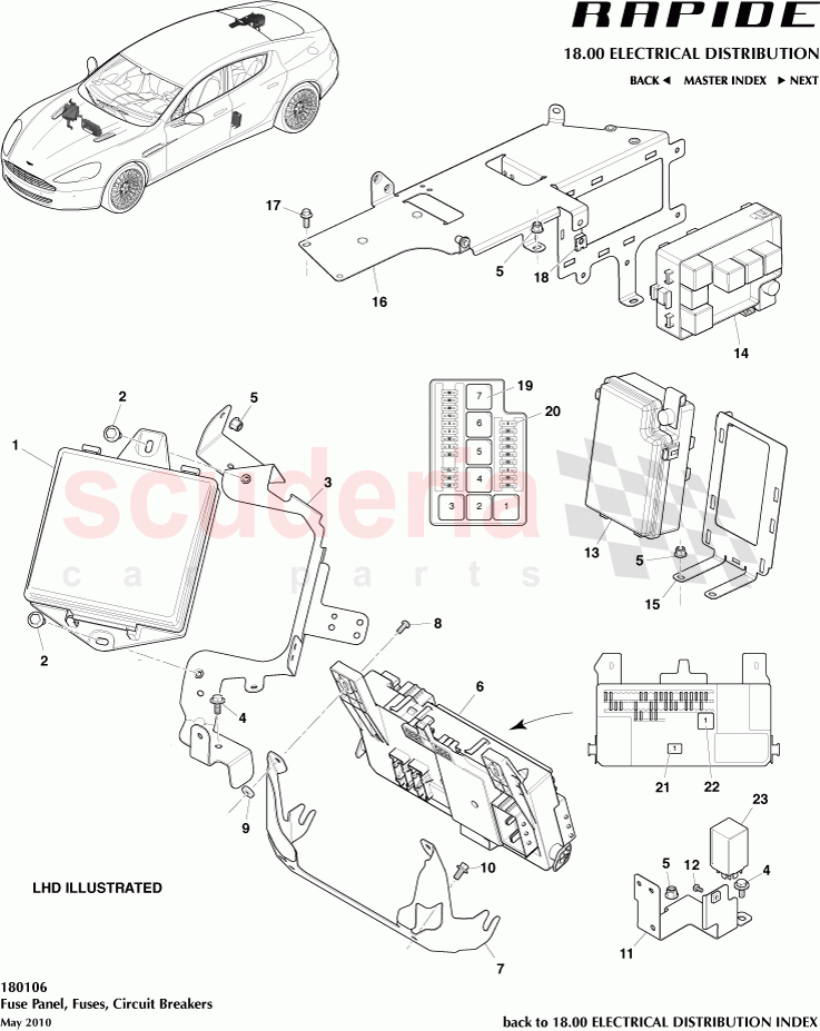 Fuse Panel, Fuses, Circuit Breakers of Aston Martin Aston Martin Rapide