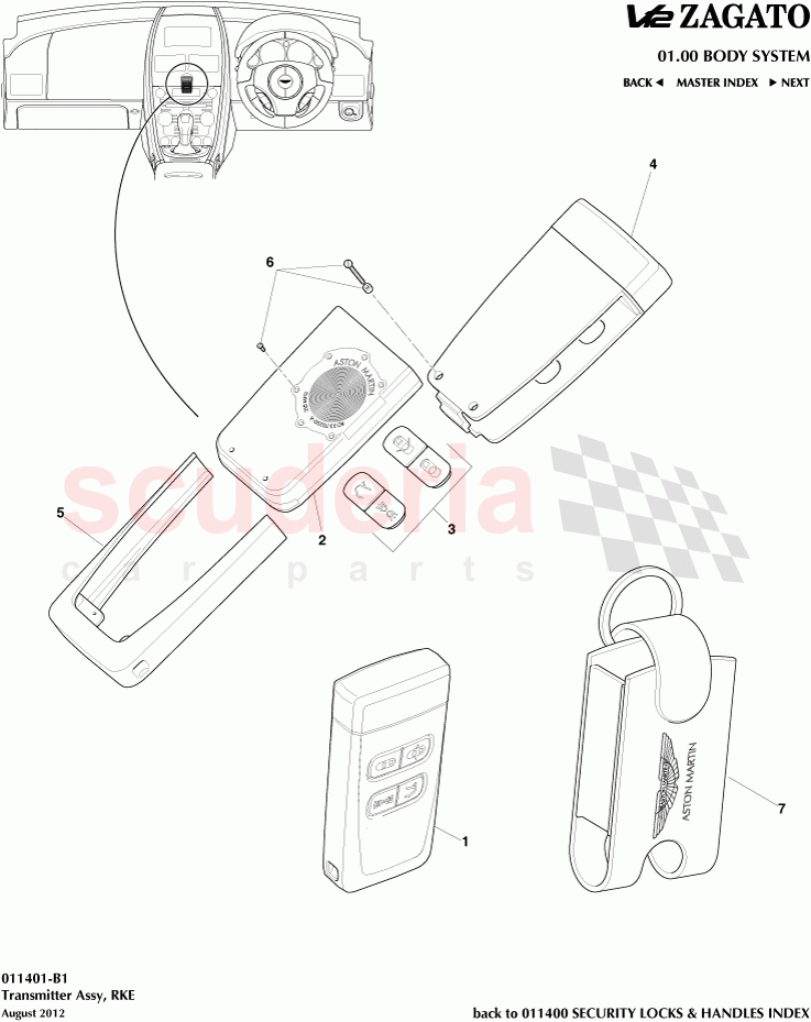 Transmitter Assembly, RKE of Aston Martin Aston Martin V12 Zagato