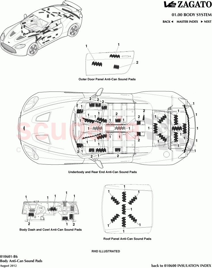 Body Anti-Can Sound Pads of Aston Martin Aston Martin V12 Zagato