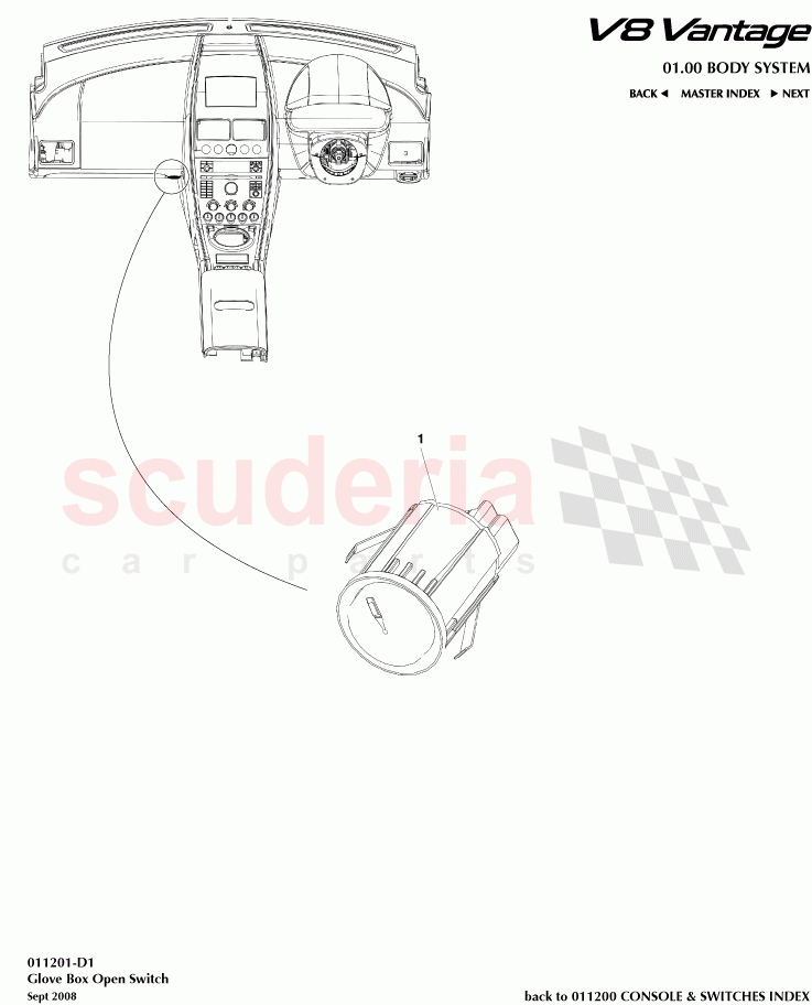 Glove Box Open Switch of Aston Martin Aston Martin V8 Vantage