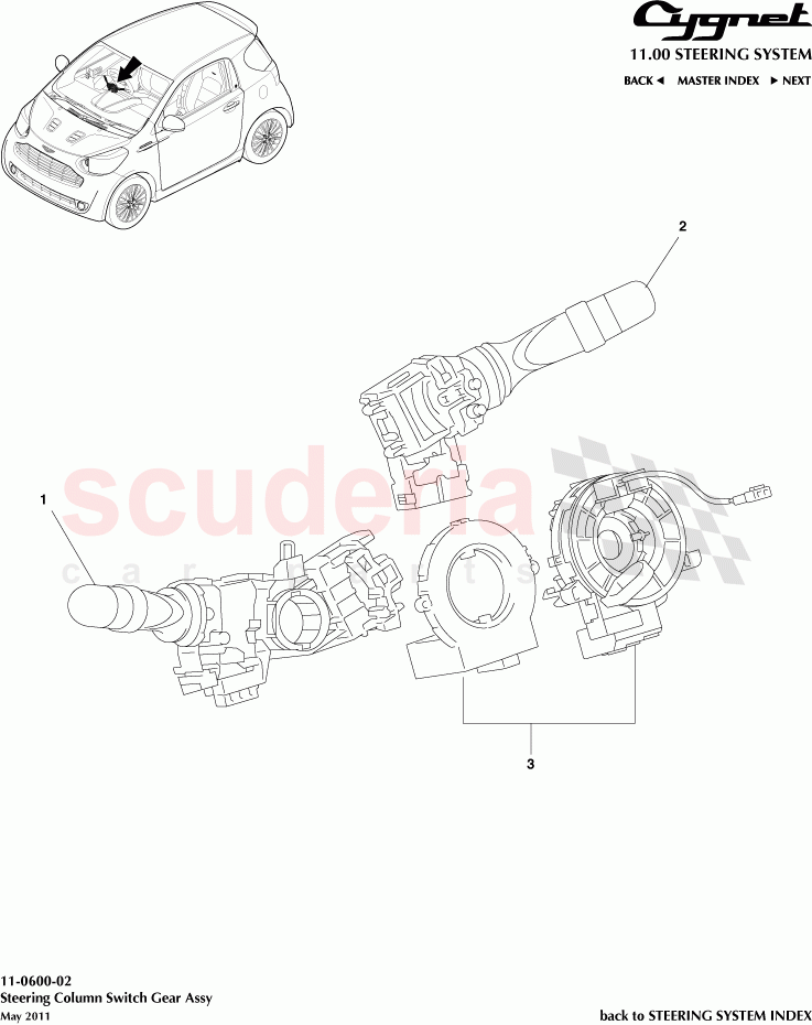 Steering Column Switch Gear Assembly of Aston Martin Aston Martin Cygnet