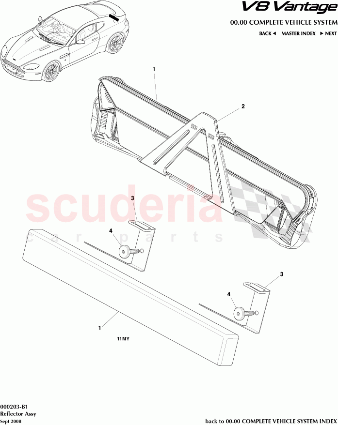 Reflector Assembly of Aston Martin Aston Martin V8 Vantage
