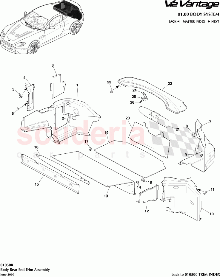 Body Rear End Trim Assembly of Aston Martin Aston Martin V12 Vantage