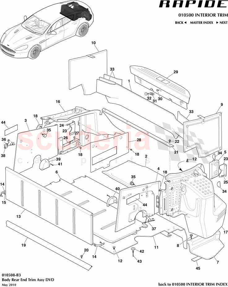 Body Rear End Trim Assembly of Aston Martin Aston Martin Rapide