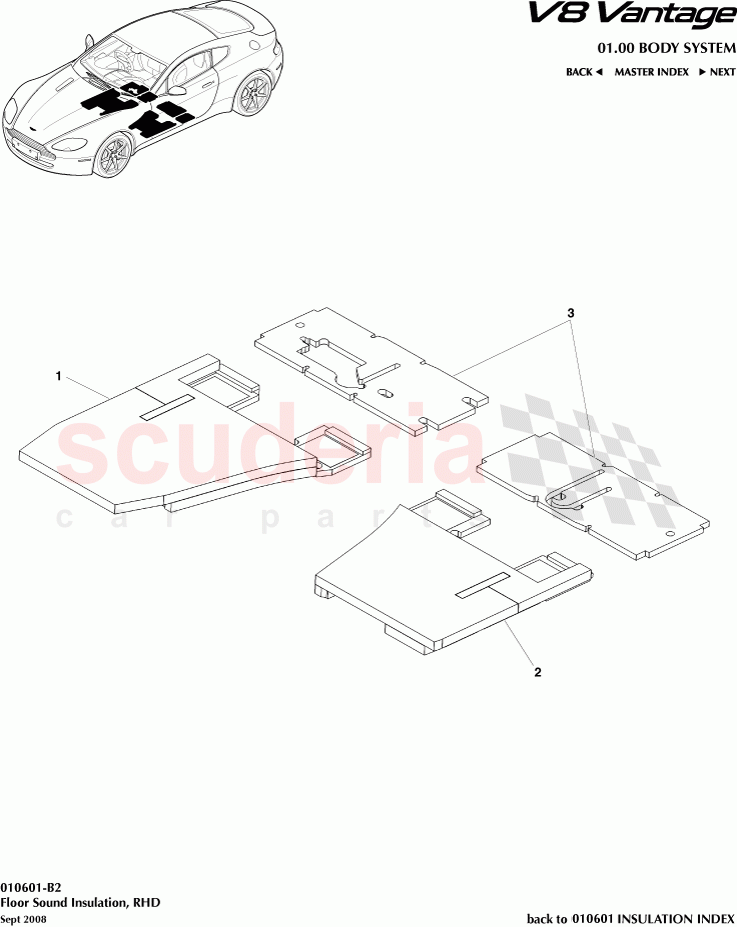 Floor Sound Insulation (RHD) of Aston Martin Aston Martin V8 Vantage