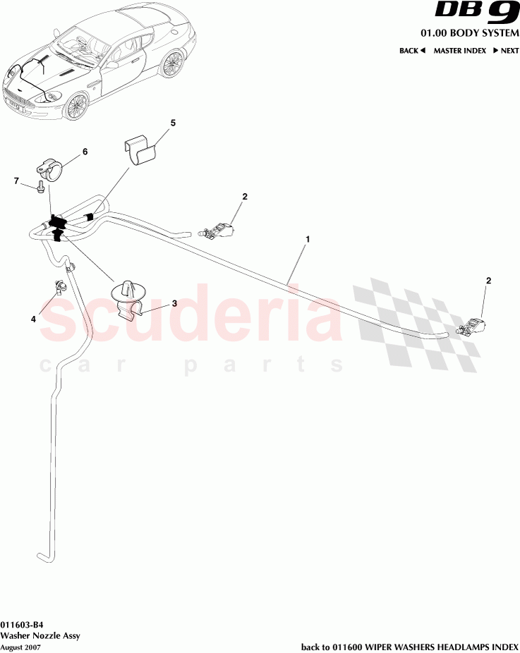 Washer Nozzle Assembly of Aston Martin Aston Martin DB9 (2004-2012)