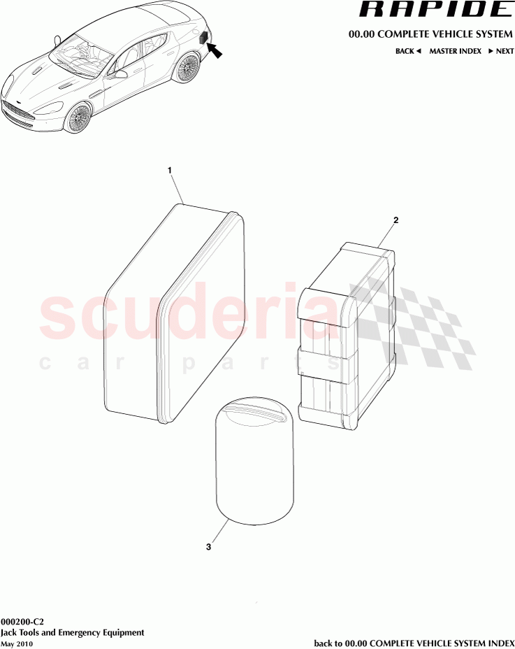 Jack, Tools and Emergency Equipment of Aston Martin Aston Martin Rapide