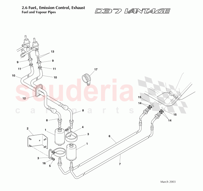 Fuel and Vapour Pipes of Aston Martin Aston Martin DB7 Vantage