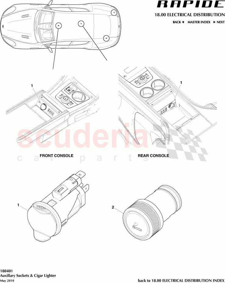 Auxiliary Sockets and Cigar Lighter of Aston Martin Aston Martin Rapide