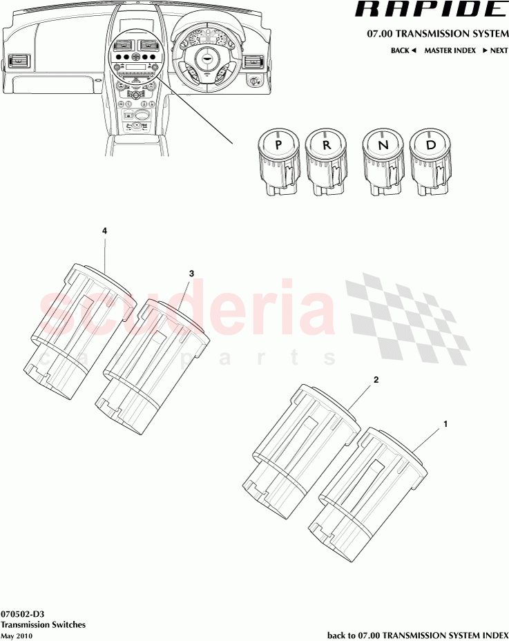 Transmission Switches of Aston Martin Aston Martin Rapide