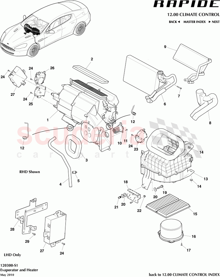 Evaporator and Heater of Aston Martin Aston Martin Rapide