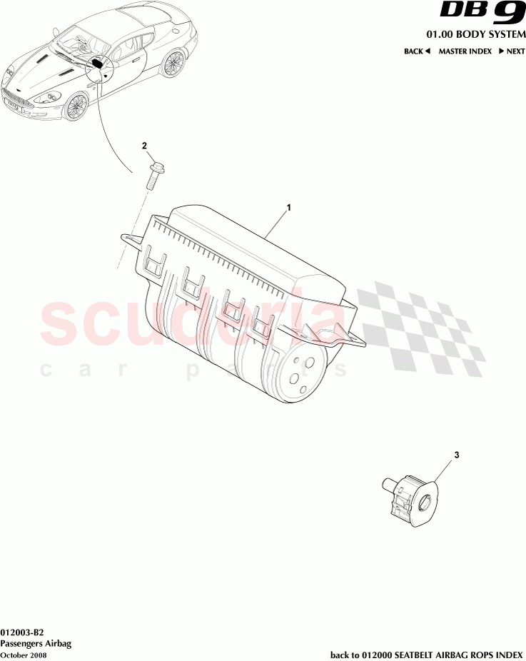 Passengers Airbag of Aston Martin Aston Martin DB9 (2004-2012)