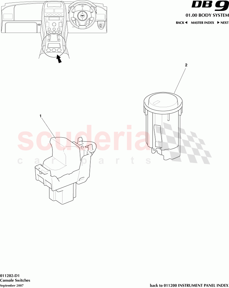 Console Switches of Aston Martin Aston Martin DB9 (2004-2012)