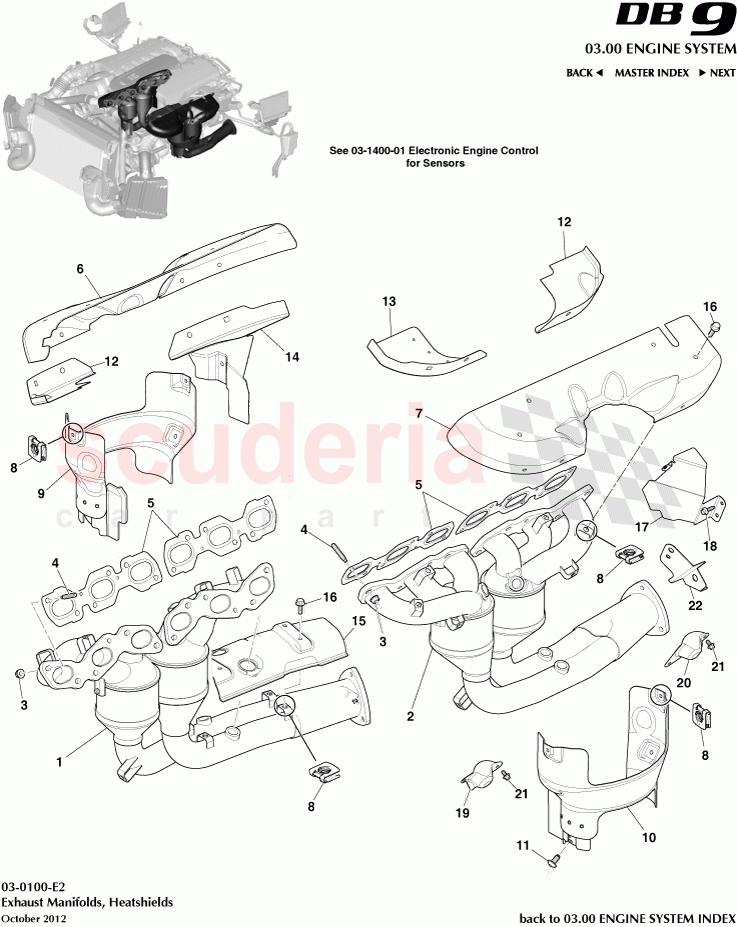 Exhaust Manifolds, Heatshields of Aston Martin Aston Martin DB9 (2013-2016)