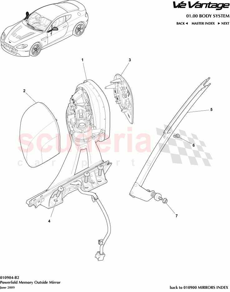 Powerfold Memory Outside Mirror of Aston Martin Aston Martin V12 Vantage