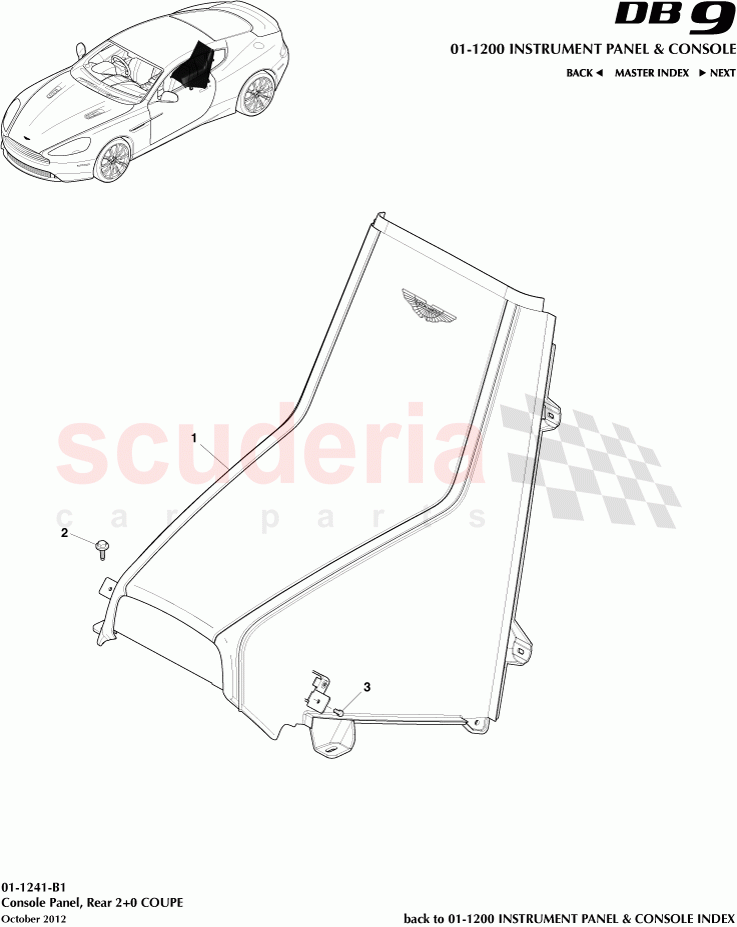 Console Panel, Rear 2+0 COUPE of Aston Martin Aston Martin DB9 (2013-2016)