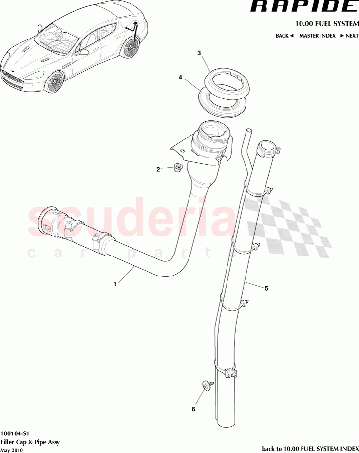 Filler Cap and Pipe Assembly of Aston Martin Aston Martin Rapide