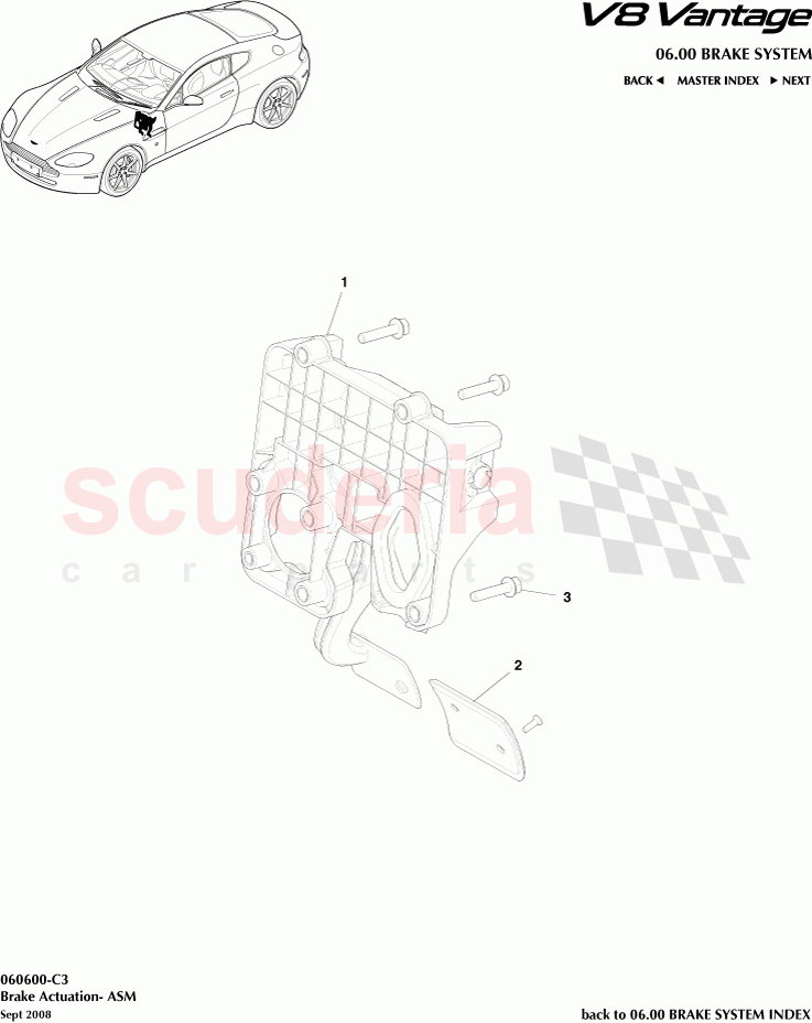 Brake Actuation (ASM) of Aston Martin Aston Martin V8 Vantage