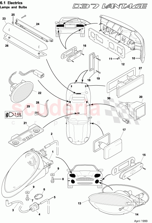 Lamps and Bulbs of Aston Martin Aston Martin DB7 Vantage