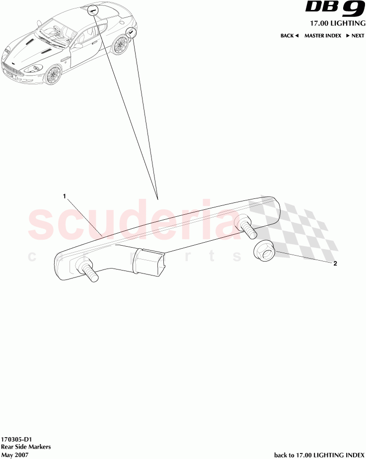 Rear Side Markers of Aston Martin Aston Martin DB9 (2004-2012)
