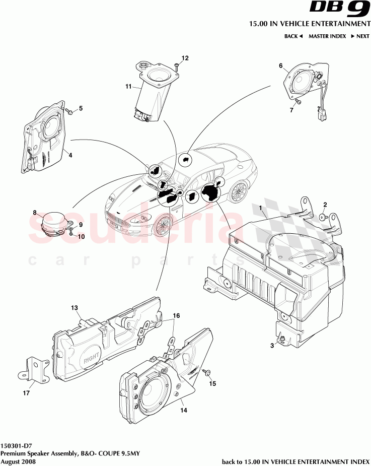 Premium Speaker Assembly (B&O) (Coupe) (9.5MY) of Aston Martin Aston Martin DB9 (2004-2012)