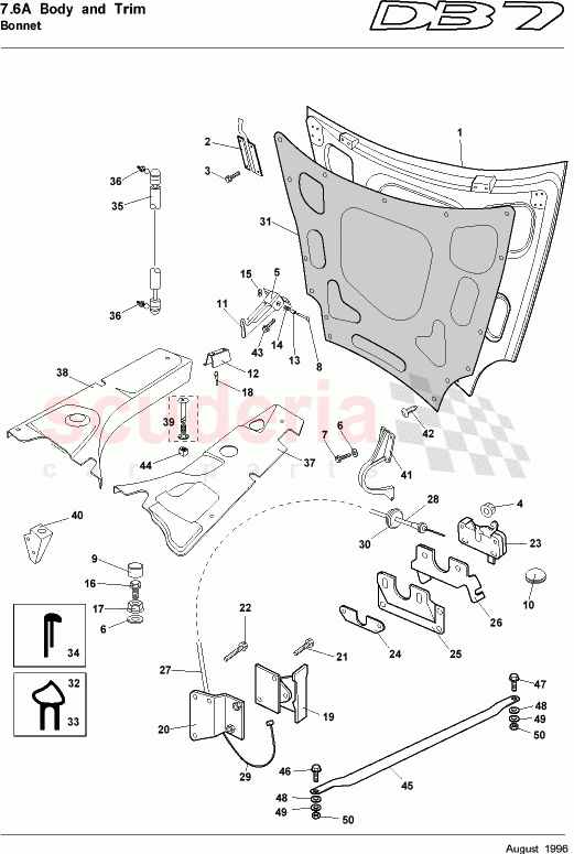 Bonnet of Aston Martin Aston Martin DB7 (1995)
