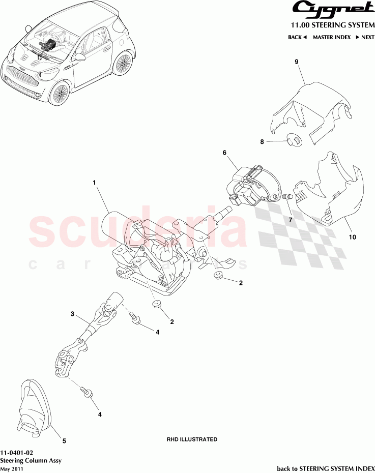 Steering Column Assembly of Aston Martin Aston Martin Cygnet