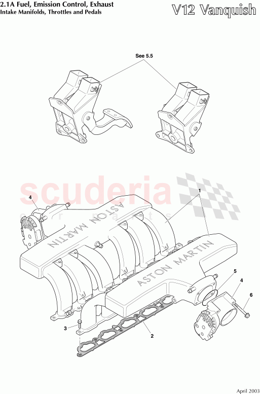 Intake Manifolds and Throttles of Aston Martin Aston Martin Vanquish (2001-2007)