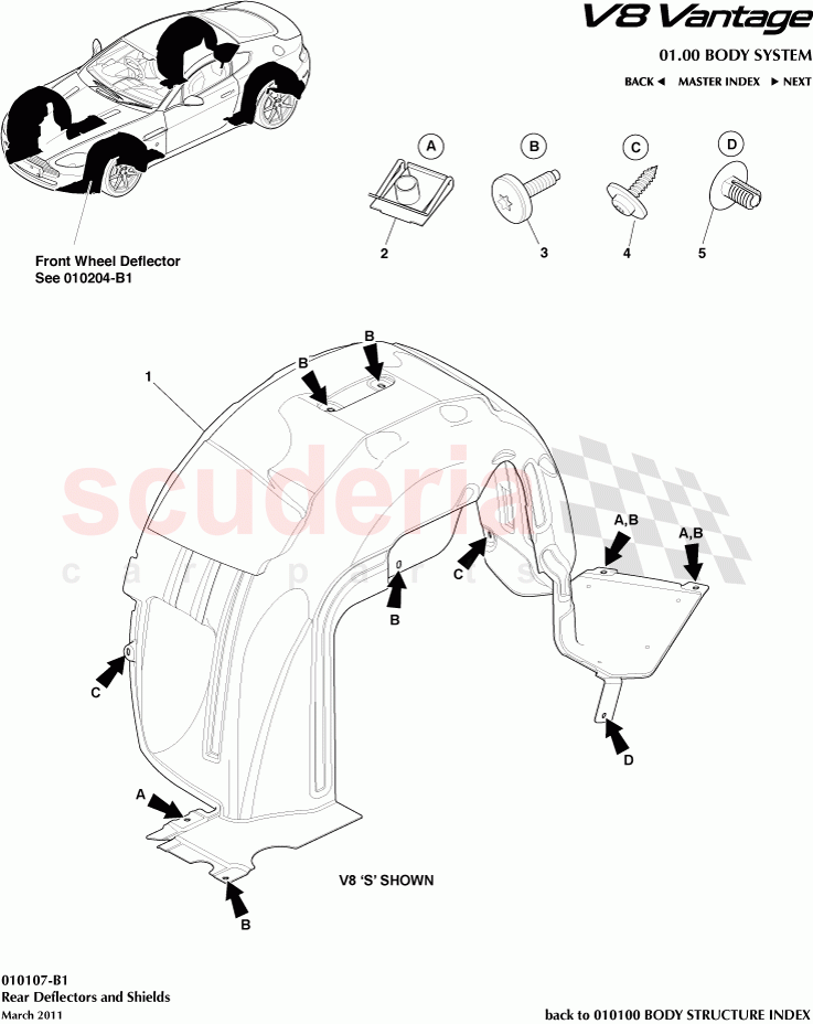 Rear Deflectors and Shields of Aston Martin Aston Martin V8 Vantage