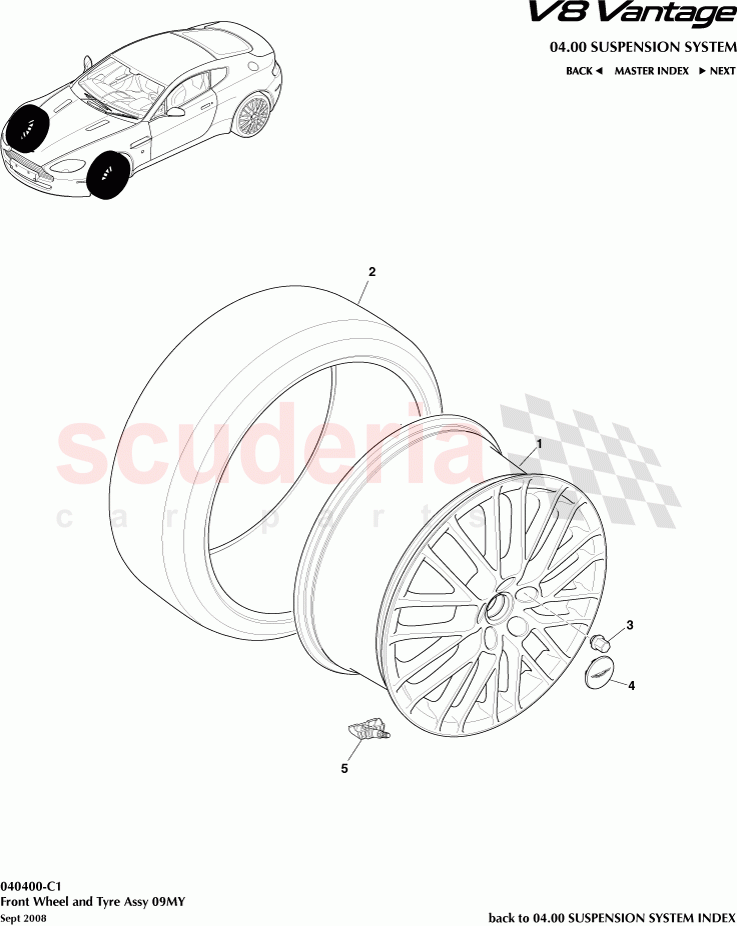 Front Wheel and Tyre Assembly (2009) of Aston Martin Aston Martin V8 Vantage