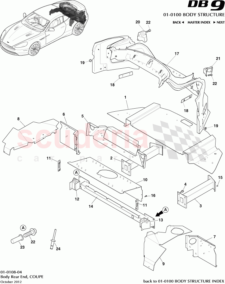 Body Rear End, COUPE of Aston Martin Aston Martin DB9 (2013-2016)