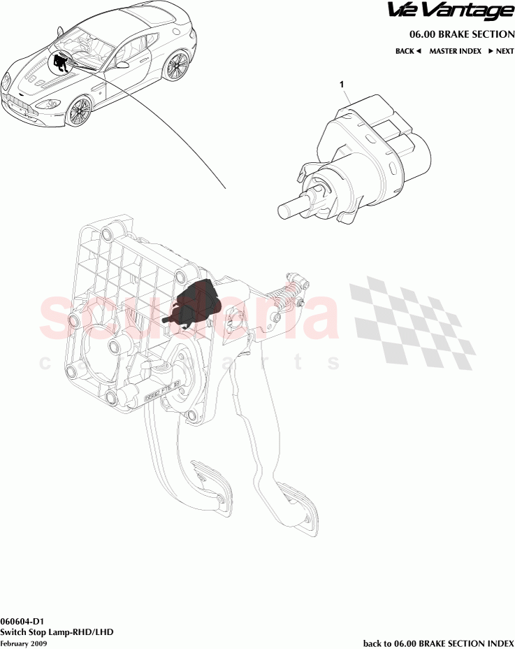 Switch Stop Lamp-RHD / LHD of Aston Martin Aston Martin V12 Vantage