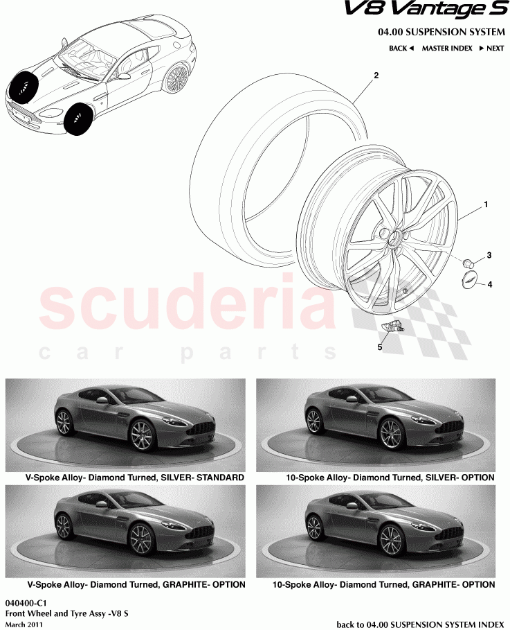 Front Wheel and Tyre Assembly - (V8S) of Aston Martin Aston Martin V8 Vantage