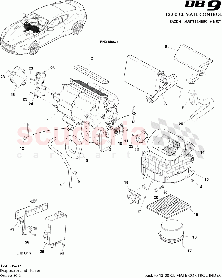 Evaporator and Heater of Aston Martin Aston Martin DB9 (2013-2016)