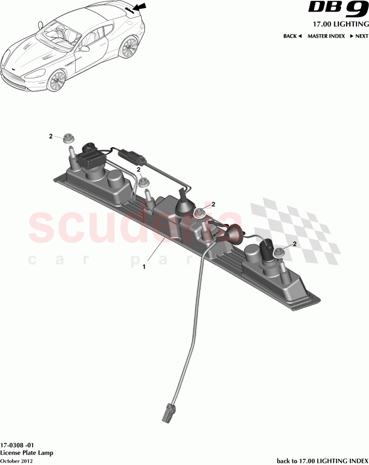 License Plate Lamp of Aston Martin Aston Martin DB9 (2013-2016)