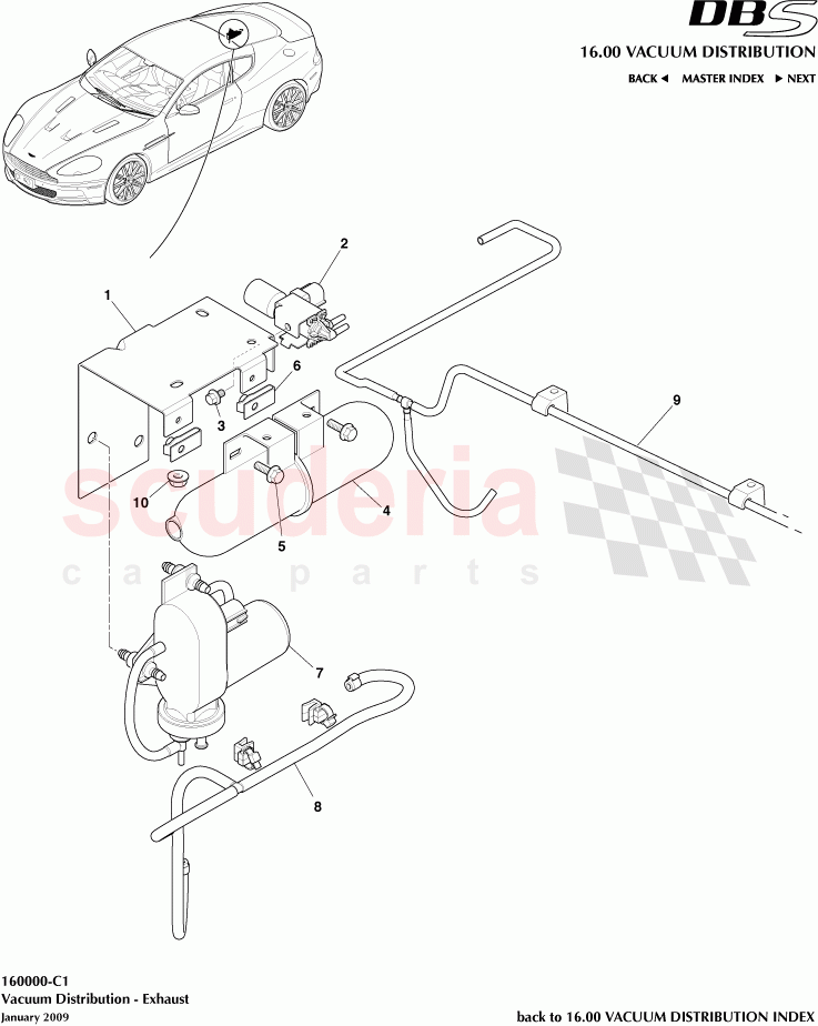 Vacuum Distribution - Exhaust of Aston Martin Aston Martin DBS V12