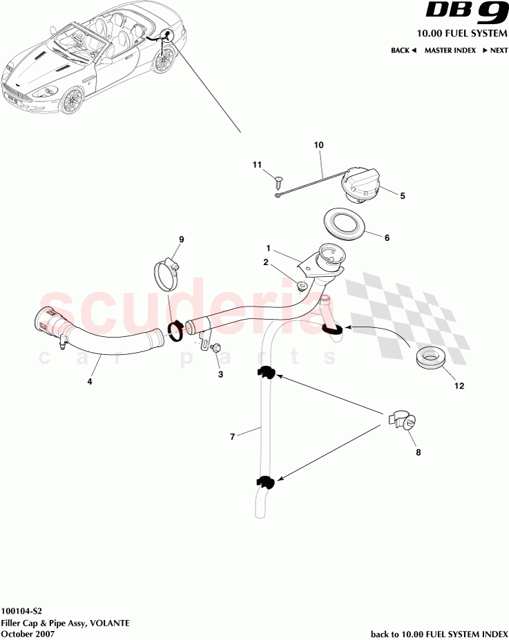 Filler Cap and Pipe Assembly (Volante) of Aston Martin Aston Martin DB9 (2004-2012)