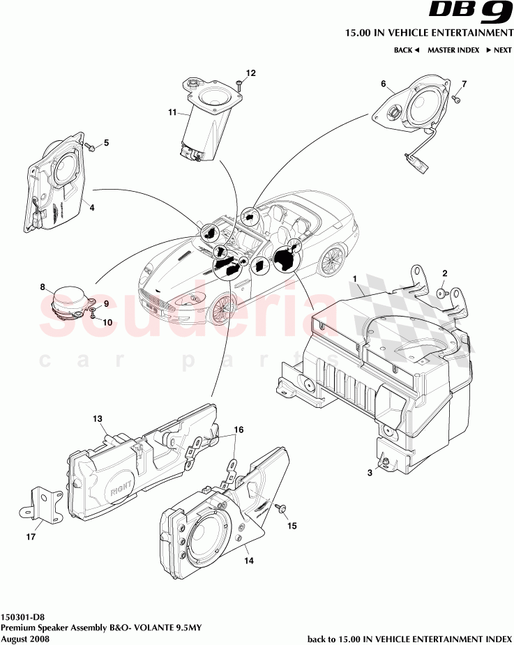 Premium Speaker Assembly B&O (Volante) (9.5MY) of Aston Martin Aston Martin DB9 (2004-2012)