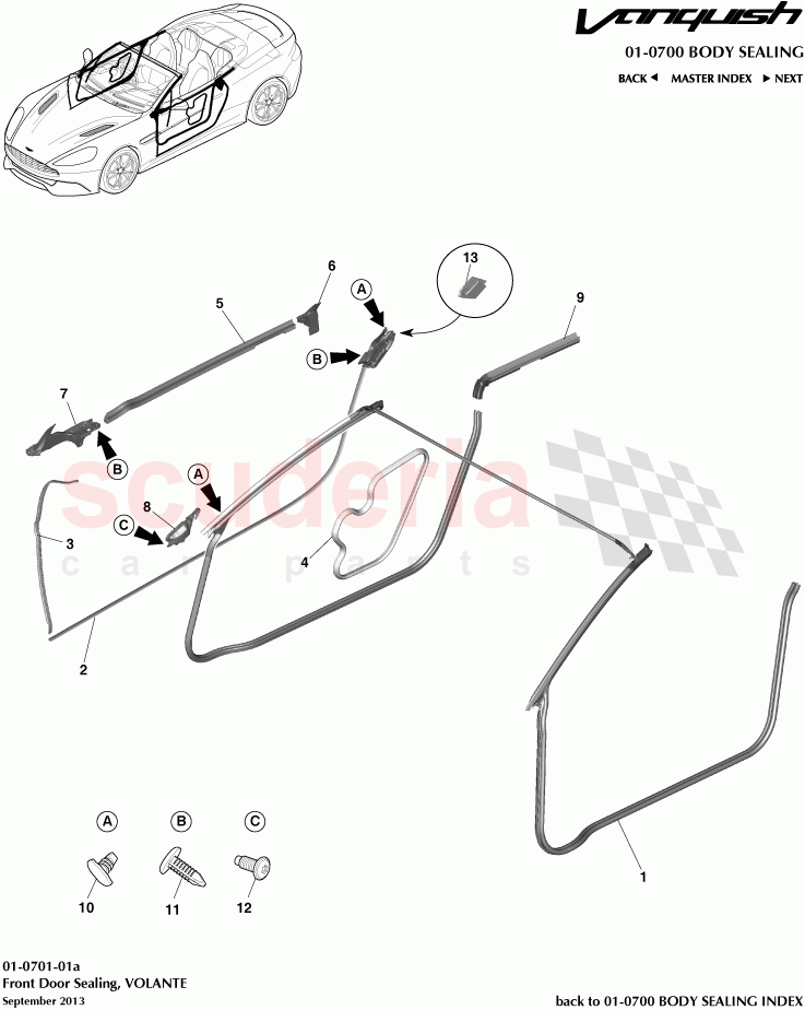 Front Door Sealing, VOLANTE of Aston Martin Aston Martin Vanquish (2012+)