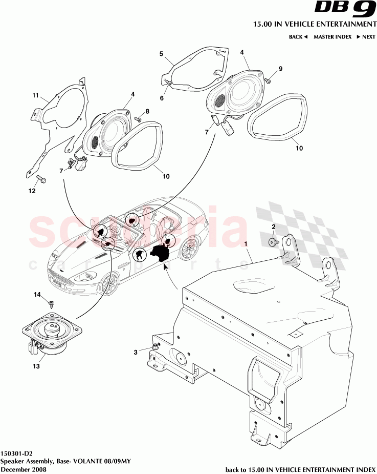 Speaker Assembly, Base (Volante) (2008 / 2009) of Aston Martin Aston Martin DB9 (2004-2012)