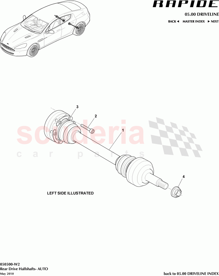 Rear Drive Halfshafts (Auto) of Aston Martin Aston Martin Rapide